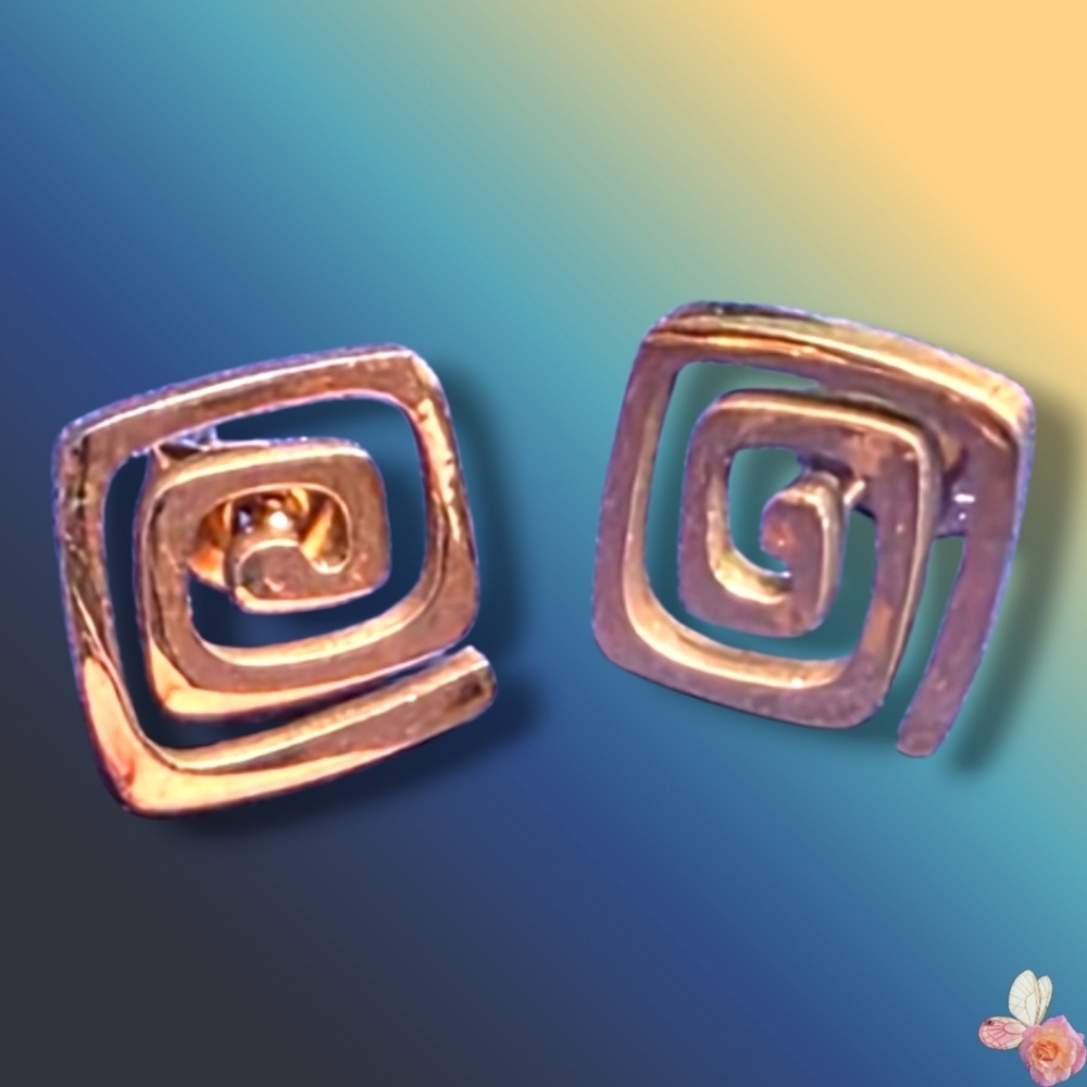 Spiral Rose Gold Stud Post Earrings 717